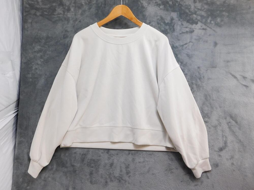 Lululemon Pullover Womens 14 White Raglan Sleeve Oversized Sweatshirt Logo